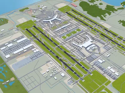Seoul Incheon Airport 15km Low-poly 3D model