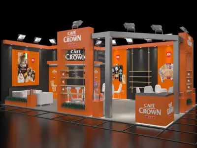 Model Description Exhibition Stand Cafe Crown Full Set 3D model