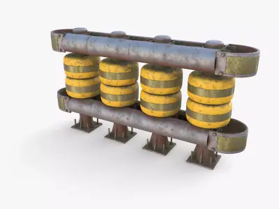 Tileable rolling barrier v1 weathered 3D model