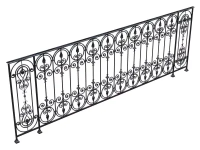 Forged Balcony Railing Pl52-EM 3D model
