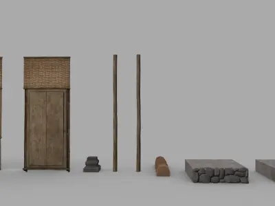 Rumah Gubuk Bali Bamboo Bamboo Balinese Hut 3D model