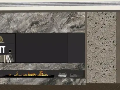 modern luxurious living room feature wall 3D model