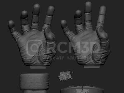 Street Fighter Ryu and Key hand joystick holder 3D print model