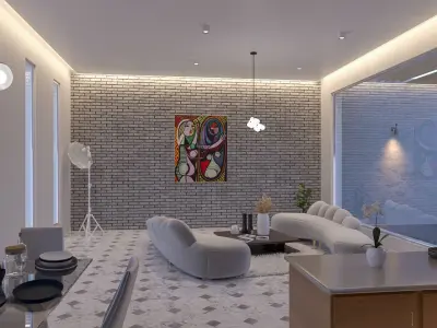 Modern Interior Living and dining room  3D model