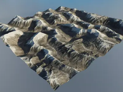 Continuous mountain range model with 8k texture map 3D model
