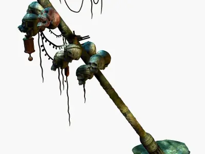 skeleton totem pillar column ruin wasteland tribe clan 3D model