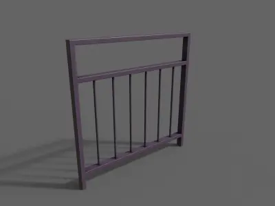 PBR Pedestrian Guard Rail Purple V4 Low-poly 3D model