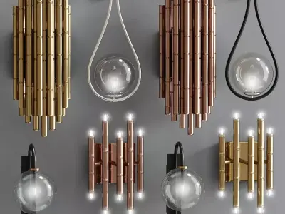 Four Wall Light Lamp Set 02 3D model