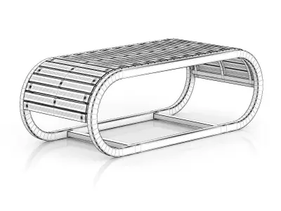 Wooden Bench with Metal Frame 3D model