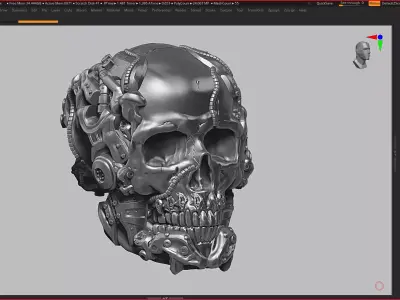 skull robot head a05 3d print model 3D print model