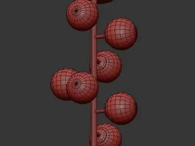 Oderem gold ceiling light with five glass globes 3D model
