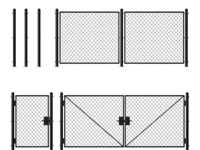 Metal mesh fence gate and wicket 3D model