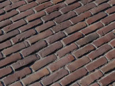 Handmade Red Clay Street Bricks PBR Texture Texture