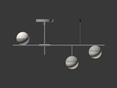 Mid Century Modern 3 Light Linear Ceiling Light in Black 3D model