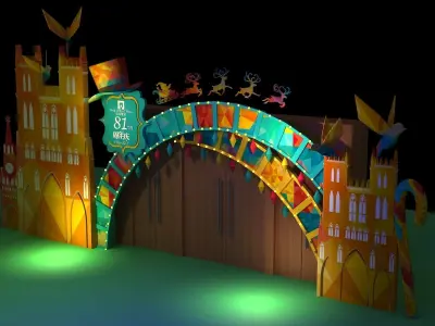 Christmas holiday magic hat door display 3D model