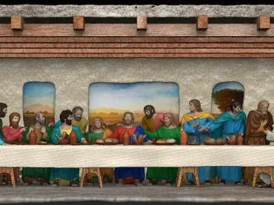 Last Supper 3D 360 degree splitted plus floor 3D print model