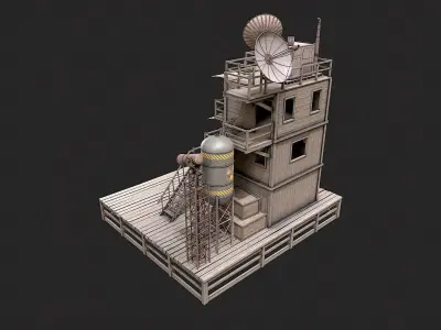 Post Apo Wooden Platform Structure 2 Low-poly 3D model