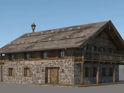 Wooden Cabin Chalet 2 3D model