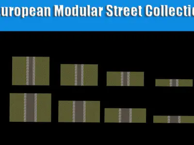 European Modular Street Collection  - Low Poly 3D Model Low-poly 3D model