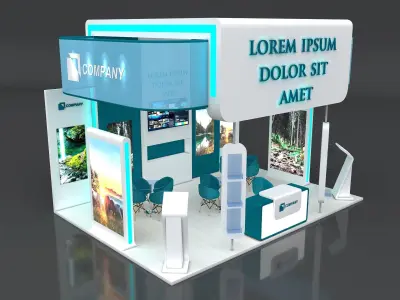 Exhibition Stand Booth Stall 5x5m Height 500cm 3 Side Open 3D model