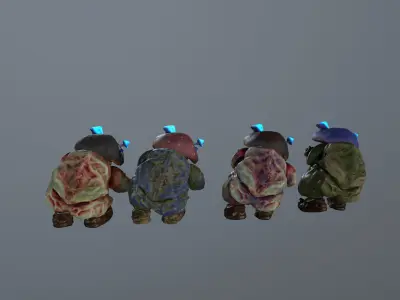 Angry Mushroom 3D character Low-poly 3D model