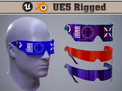 Sci Fi Glasses Goggles v2 Pack Low-poly 3D model
