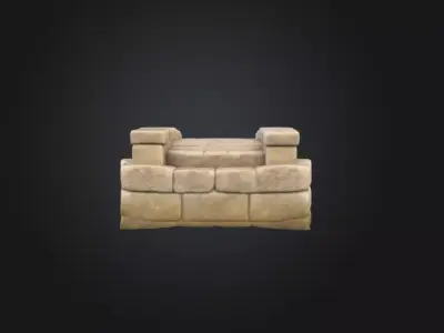 Stone Archway Bridge Low-poly 3D model