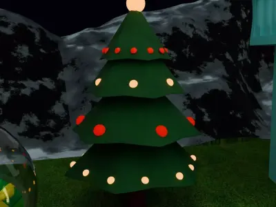 Low Poly Christmas Theme Asset Pack  Trees House Star  Glass Pot Low-poly 3D model