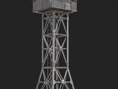 Watchtower guard tower Low-poly 3D model