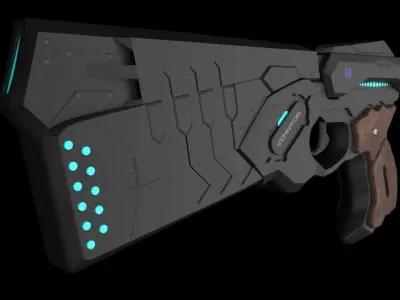 Dominator gun with lights Low-poly 3D model