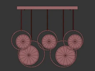 Caleo chandelier with four circles hanging from it 3D model