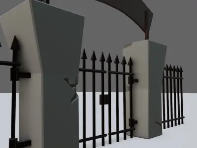 Cemetery Gate - Portao do Cemiterio Low-poly 3D model