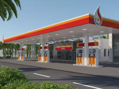 Gas Station Scene 3D model
