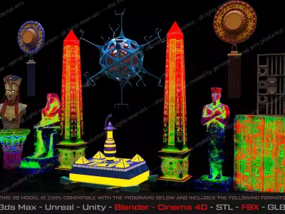 Ancient Egypt  Lost Electric System Pack Low-poly 3D model