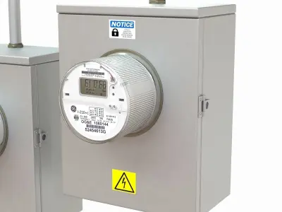 Electric meter with cable box 3D model