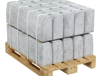 Road curbs of three types on a pallet 3D model