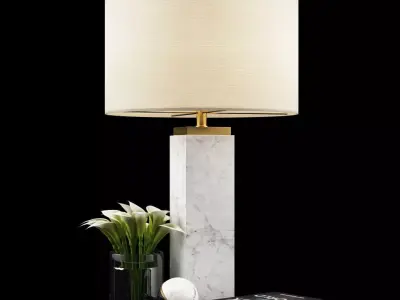 Square Column Marble Table lamp  3D model