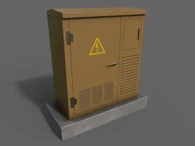 PBR Electric Box Brown Low-poly 3D model