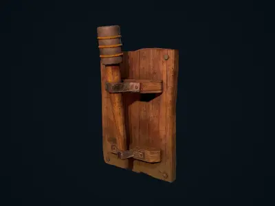 Wooden Torch Low-poly 3D model
