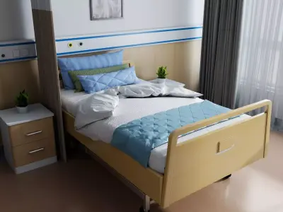 Comfortable Modern Hospital Room Interior 3D Model Low-poly 3D model