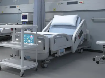  Large Hospital Ward Interior with People 