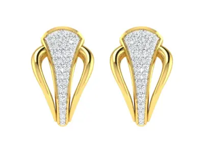 Light Weight Yellow Gold Diamond Earring EZ BI-32 3D print model