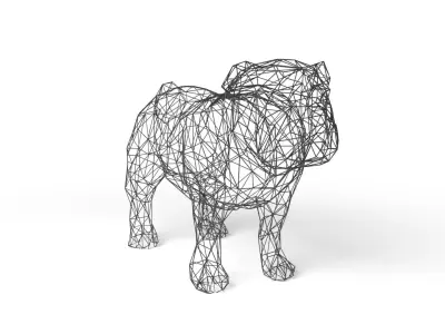 Bulldog Wireframe Low-poly 3D model