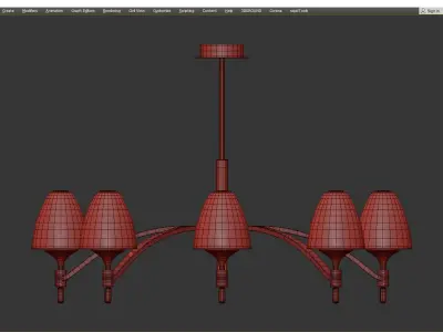 NANSY chandelier with six lights in brass and glass Low-poly 3D model