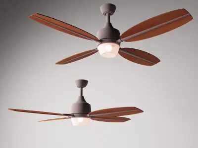 Modern 4-Blade Ceiling Fan with Light Set 3D model