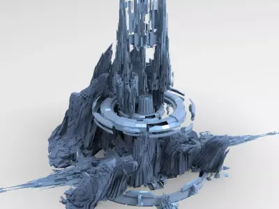 Sci fi mountain Artifact facility exterior Tower  3D model