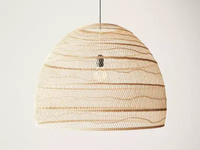 Wicker Hanging Lamp Large 3D model