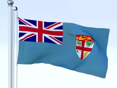 Animated Fiji Flag Low-poly 3D model