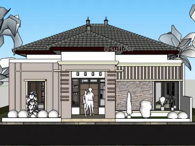 House 11x12m code 402 - Sketchup 3D model
