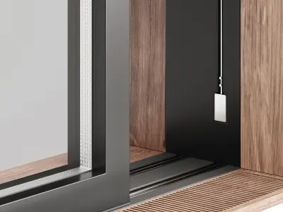 Panoramic windows in a wooden frame 3D model
